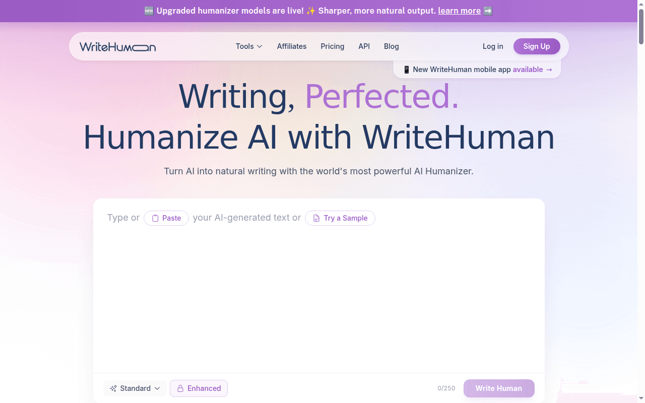 Step 6: Run the article through WriteHuman for AI-detection bypass